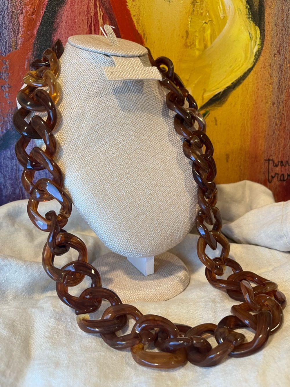 Lane Bryant Women’s Long Chunky Tortoiseshell-Link Necklace - Brown